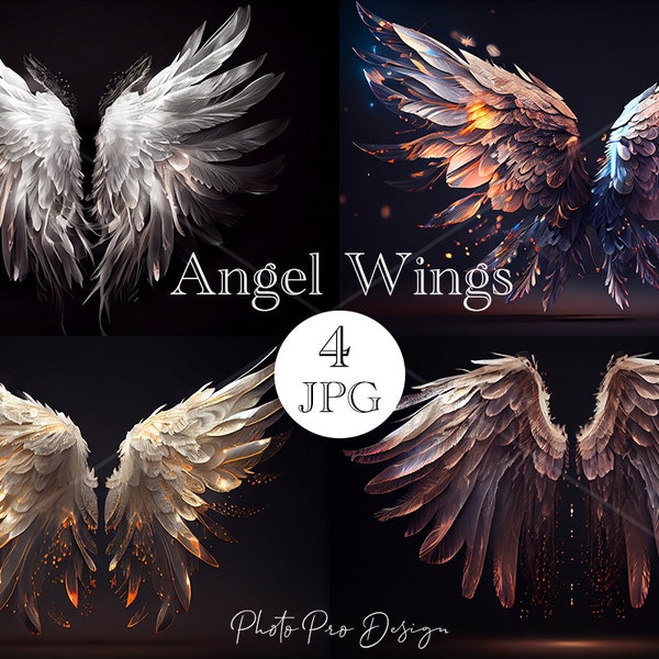 4 Angel Wings, 300DPI JPG, Photoshop Overlay for Artistic Photographers