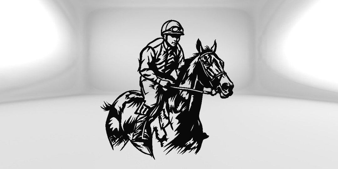 Horse Jockey Svg Dxf Png Files Laser Cut Horse Riding Etsy