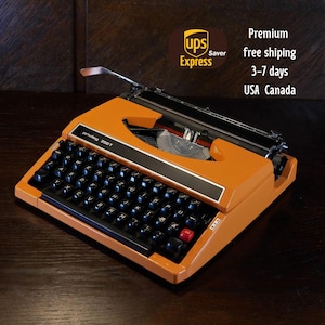 Privileg 250T Typewriter, classic typewriter,  unusual gift, gifts for students, orange typewriter