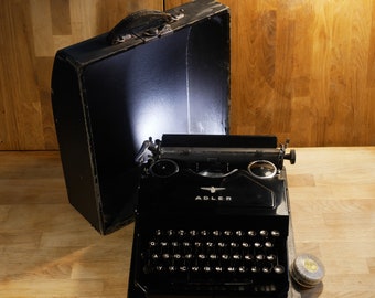 Vintage typemachine Adler Boxer zeldzame typemachine met koffer Handmatige typemachine Werkende typemachine Zwarte typemachine Cadeau voor een schrijver Adler