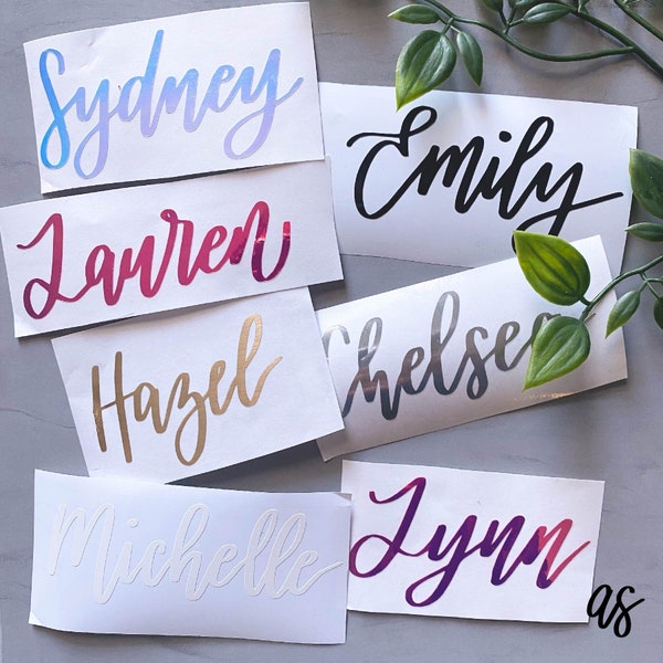 Custom Calligraphy Name Vinyl Stickers | Hand lettered Calligraphy Decal | Decal for Coasters | Decal for Tumblers | Custom Stickers