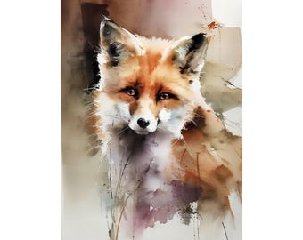 Fox Watercolor Giclée Print – Woodland Animal Wall Art, Rustic Farmhouse Decor, Forest Wildlife Painting, Nursery Artwork Gift Idea