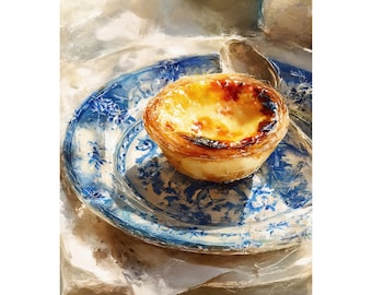 Pastel de Nata Watercolor Giclée Print – Portuguese Bakery Art, Kitchen Wall Decor, Lisbon Travel Gift