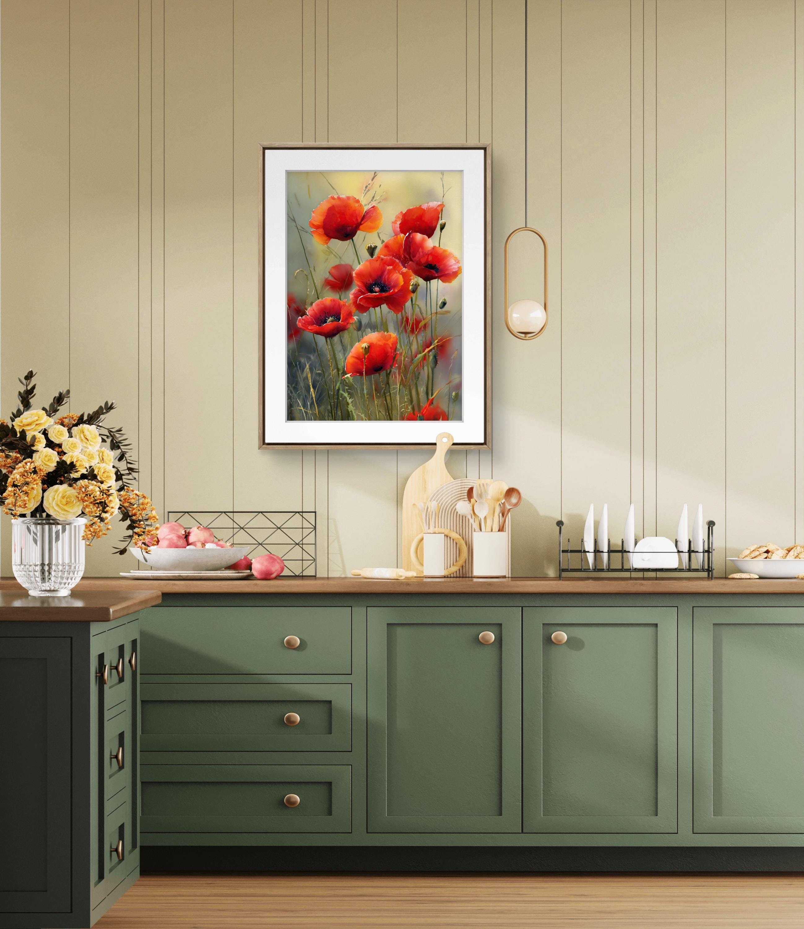 Red Poppy Watercolor Art Print, Flower Wall Art, Botanical Wildflower ...