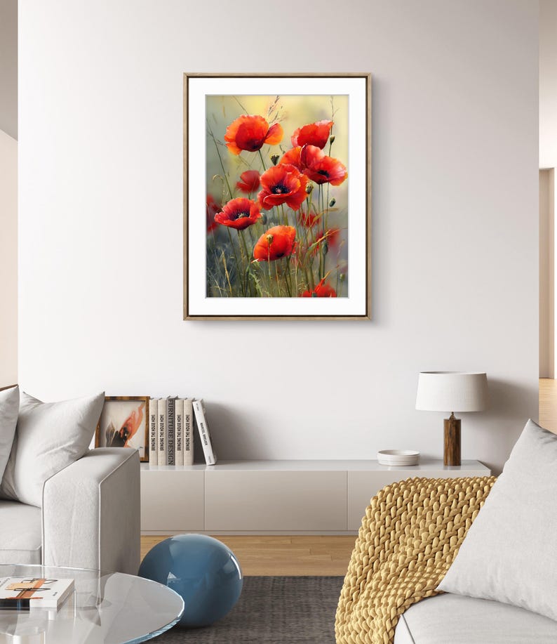 Red Poppy Watercolor Art Print, Flower Wall Art, Botanical Wildflower ...