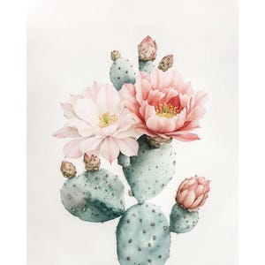 Rosa Kaktus Kunstdruck • Mexikanische Wüste Dekoration • Boho Kakteen Malerei • Botanisches Gemälde des Südwestens