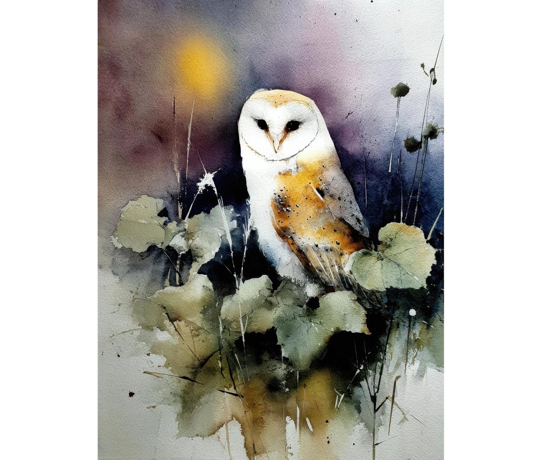 Barn Owl Watercolor Giclée Art Print – Mysterious Nocturnal Bird Art ...