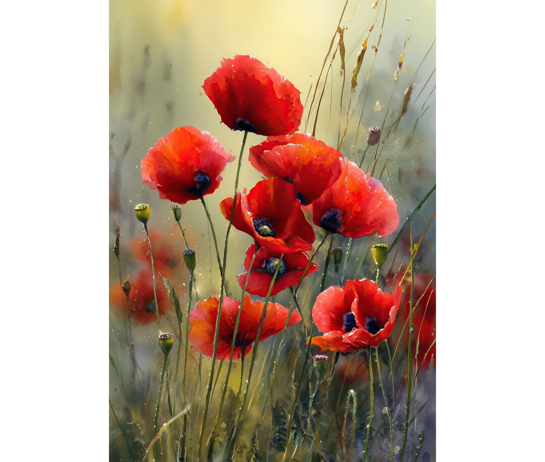 Red Poppy Watercolor Giclée Print – Botanical Flower Wall Art for ...