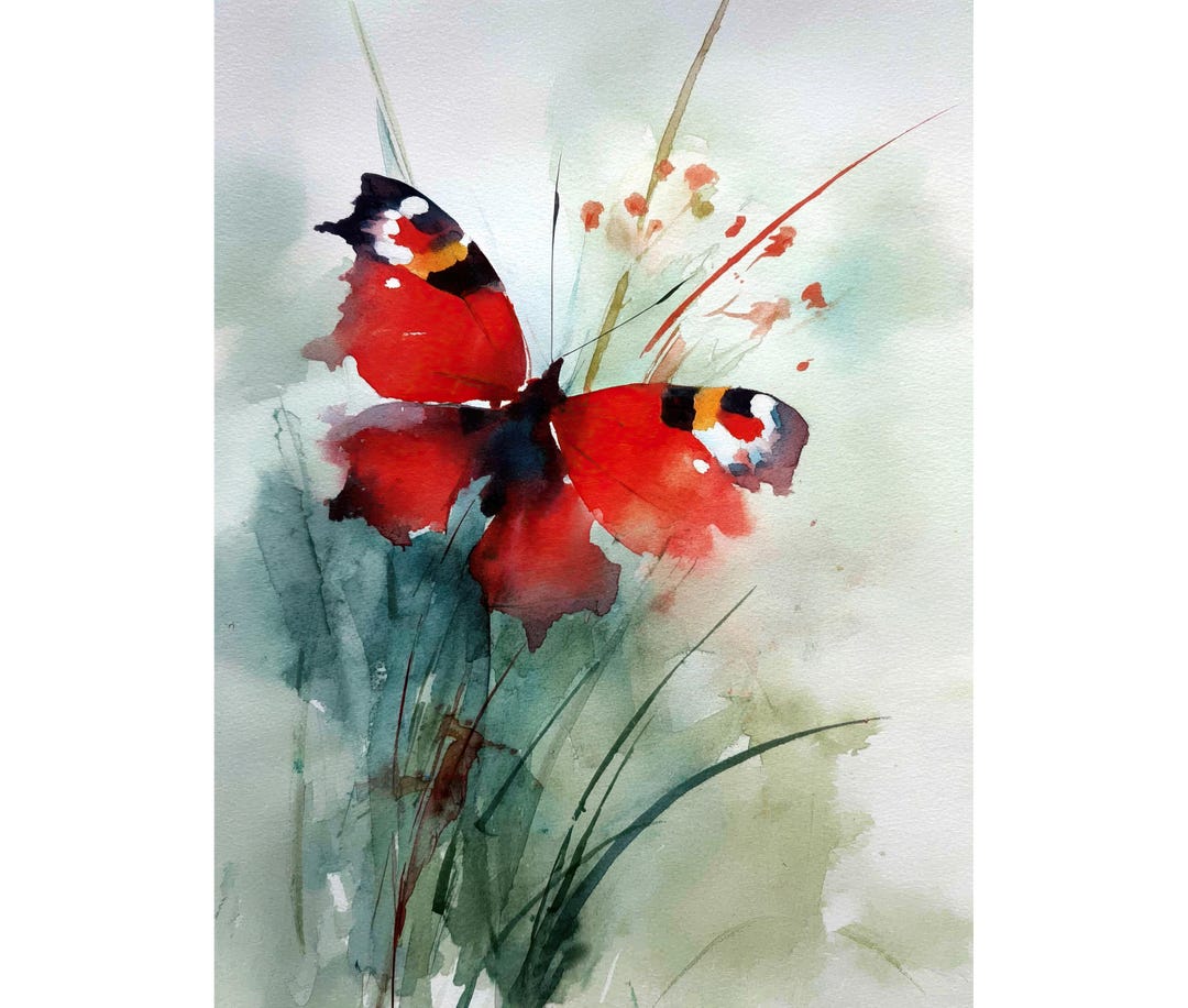 Red Admiral Butterfly Watercolor Giclée Art Print – Summer Botanical ...