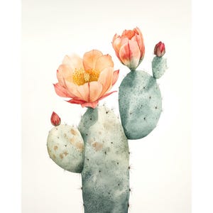 Kaktus Blüte Aquarell Wand Kunst Poster • Rosa Wüste Botanische Malerei • Moderne Boho Kinderzimmer Dekoration • Mexikanischen Stil • Housewarming Geschenk