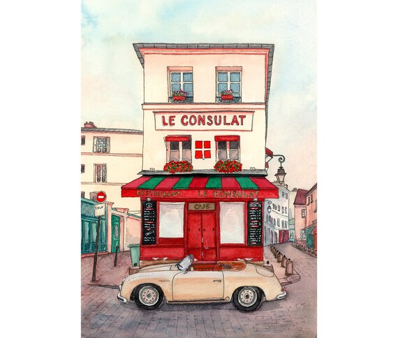 新品未使用】油画 パリ モンマルトルカフェ 風景画 パリ 油絵