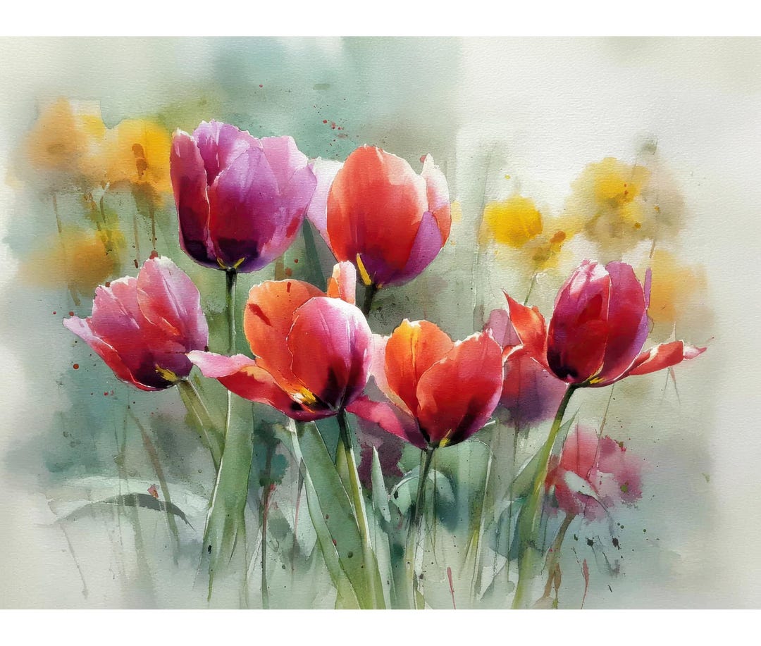 Red Tulip Watercolor Giclée Art Print – Elegant Spring Floral Wall Art ...