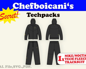 Tech Fleece Tracksuit Mockup: Vector Fashion Design (AI, SVG, PDF)