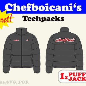 Puffer Jacket Fashion Design Mockup: Vector Techpack (AI, SVG, PDF)