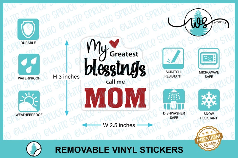 Mother's Day Sticker, Mom Sticker, Mom's Blessing Sticker, White Vinyl Sticker, Removable Vinyl, Sticker for Mom, Mother's Day Vinyl Sticker image 4