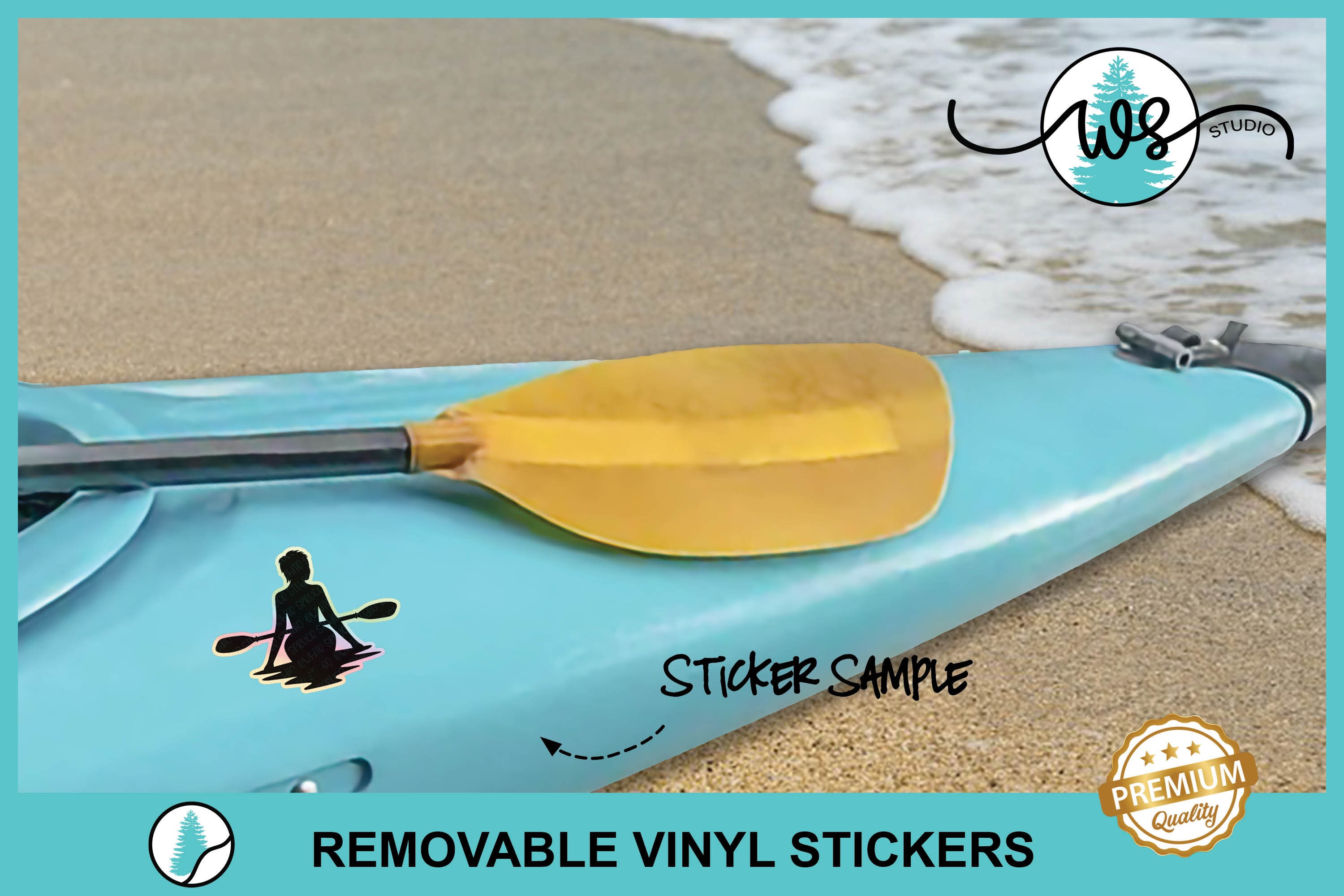 Holographic Kayak Sticker, Rainbow Kayak Sticker, Kayak Window Decal