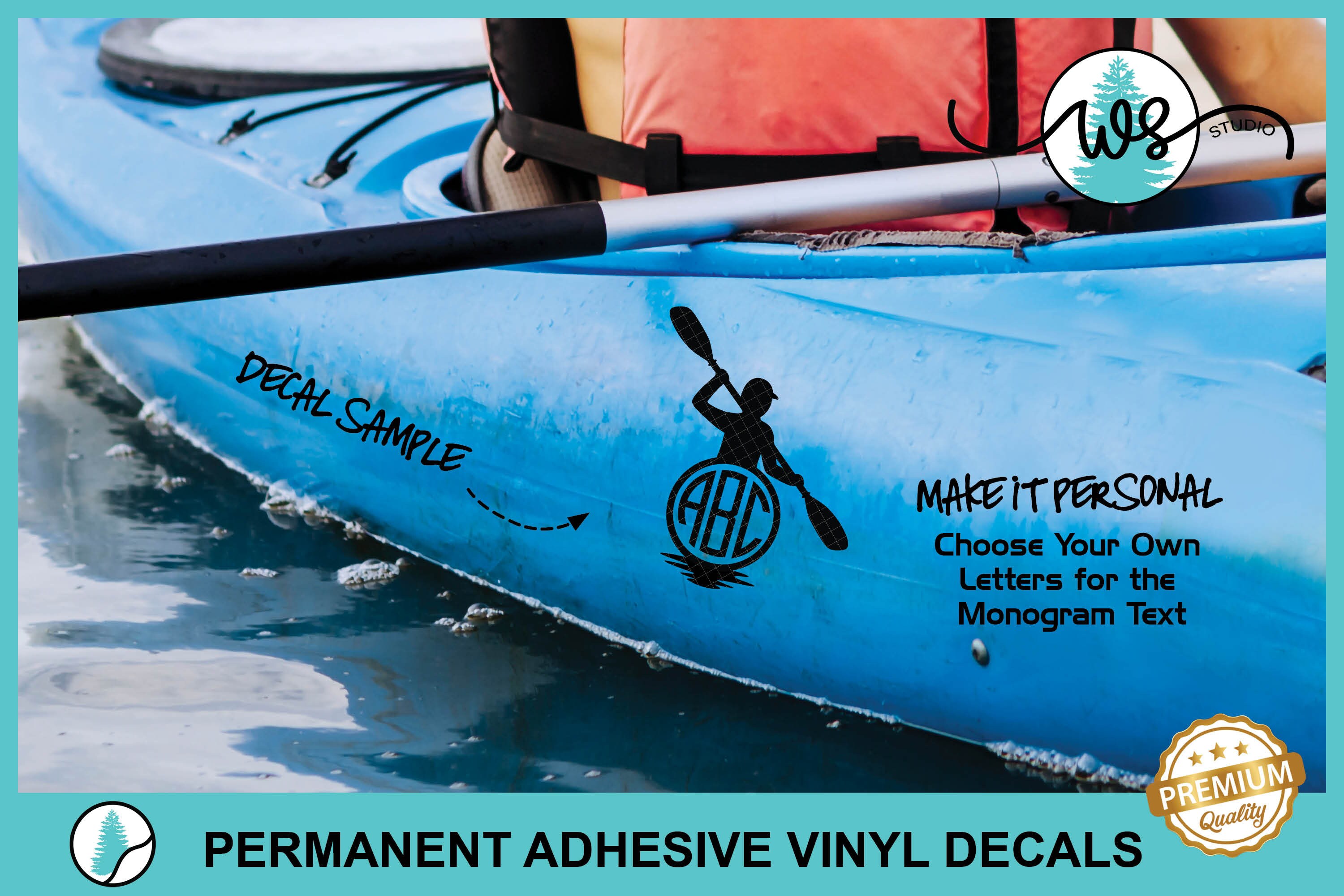 Custom Kayak Decal Custom Kayak Monogram Decal Personalized Etsy