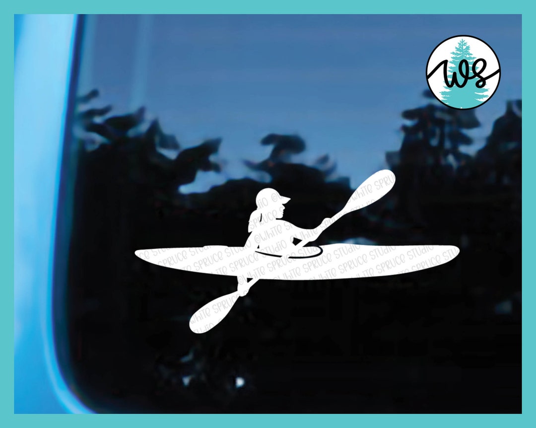 Woman Kayak Decal, Kayak Window Decal, Gift for Kayaker, Kayak Girl