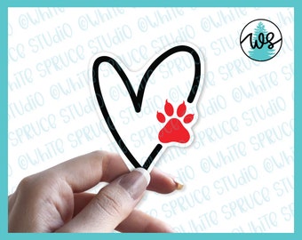 Cat Paw Sticker, Heart Sticker, Cat Paw White Vinyl, Heart Vinyl Sticker, Cat Lover Sticker, Cat Vinyl Sticker, Cat Claw Sticker, Vinyl Paw