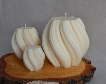 Wave candle | Spiral candle | Twist candle | Swirl candle | Handmade rapeseed wax candle | Vegan