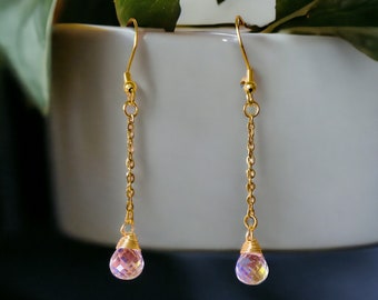 Faceted Glass Teardrop Earrings