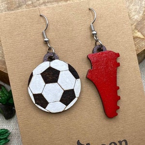Soccer Earrings, Game Day Sports Dangle Earring Mismatched Shoe & Ball Jewelry For Her Women