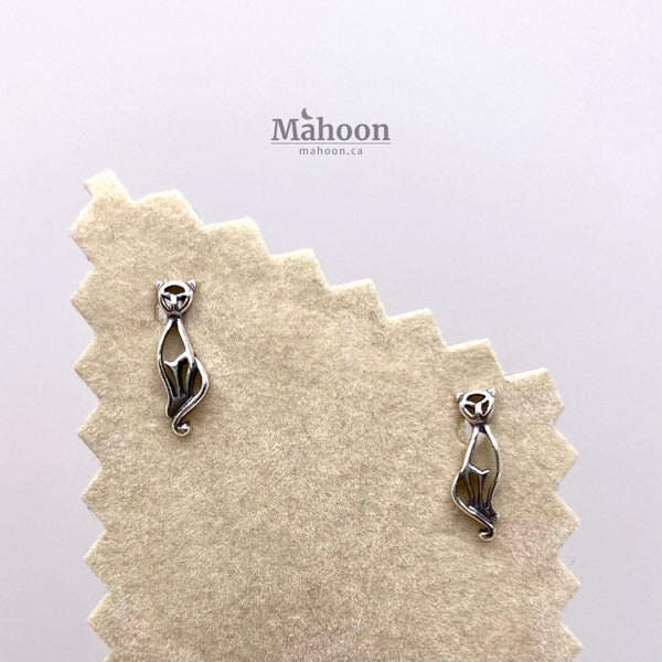 Cute Tiny Cat Earrings Silver Cat Gift For Girls