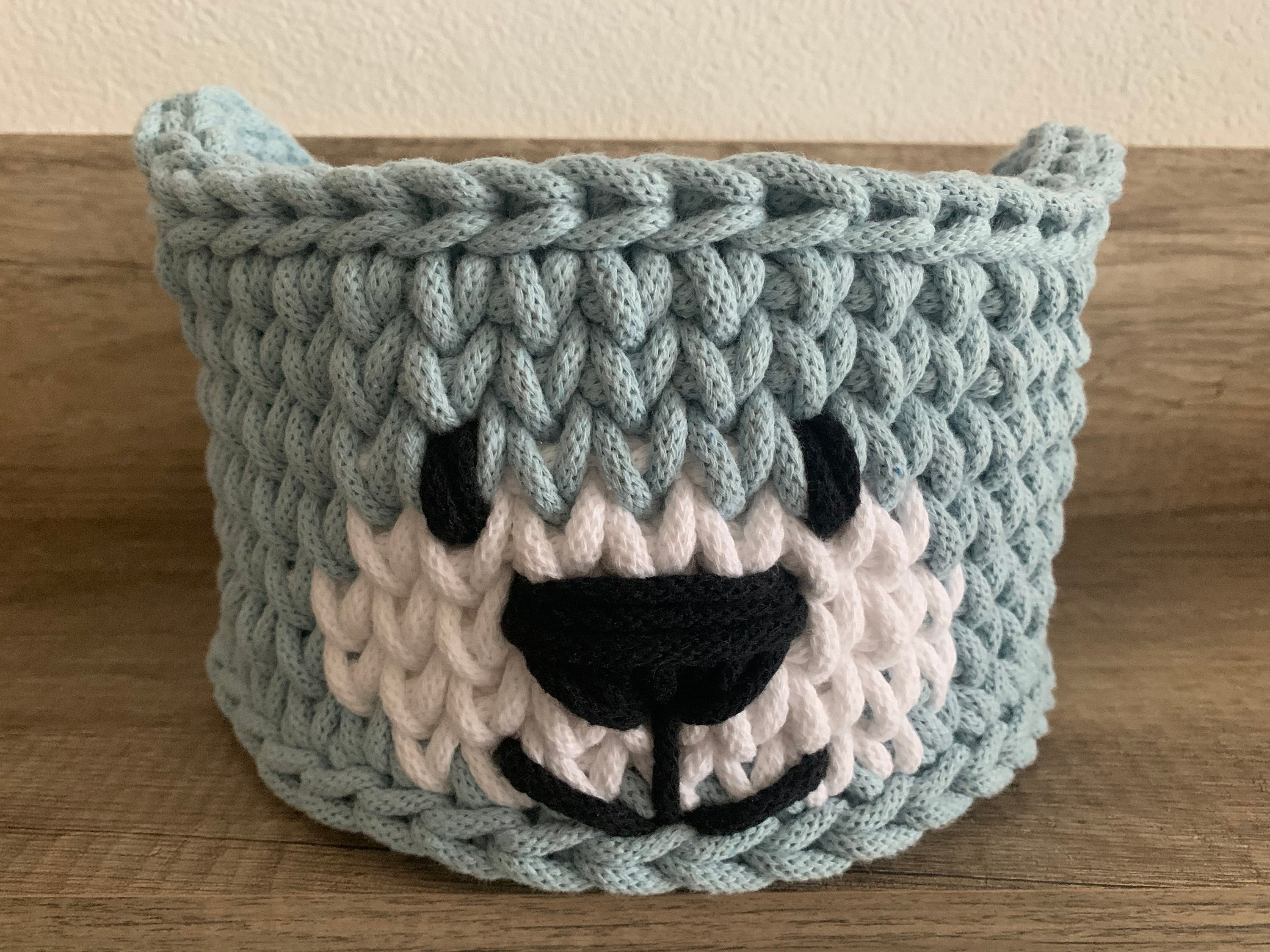 Home & Living Bear basket Crochet basket Storage basket Children's room