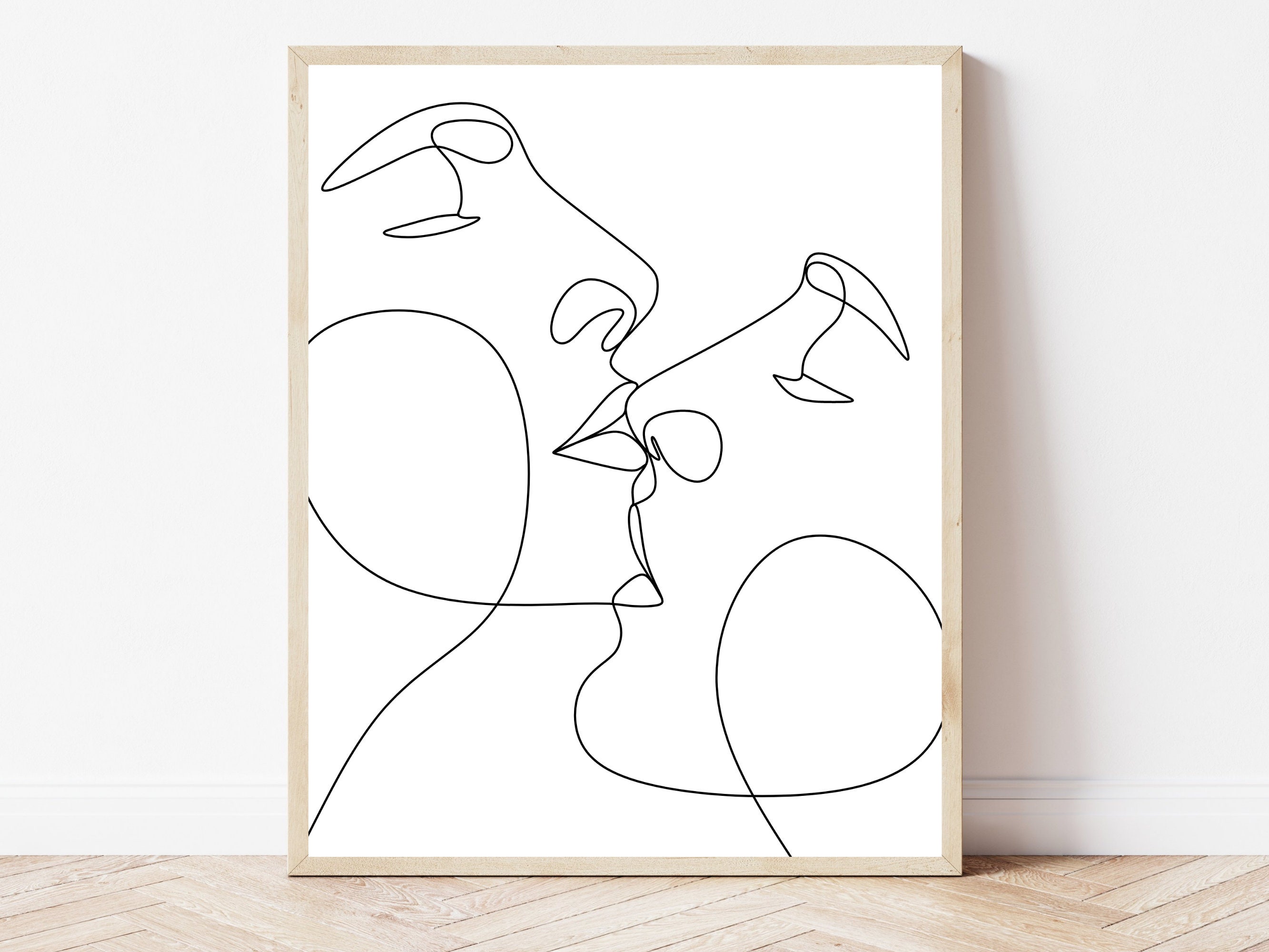 Line Drawings Men Women Kiss Stock Illustration 2184337023
