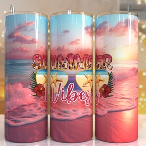 Summer  beach glass tumbler, summer 20oz Skinny Tumbler Sublimation Designs Tumbler PNG File Digital Download, Summer beach wrap