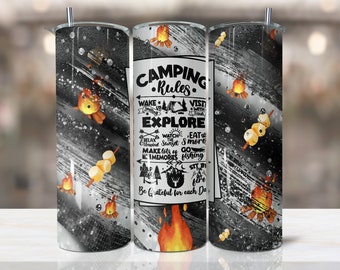 Camping Tumbler Png,20 oz Skinny Tumbler Design Sublimation, Tumbler Png, Sublimation tumbler designs downloads, camping rule, camp, fire