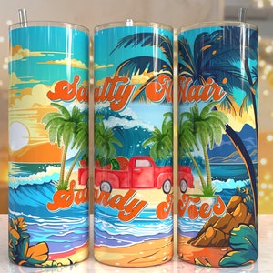 Summer  beach glass tumbler, summer 20oz Skinny Tumbler Sublimation Designs Tumbler PNG File Digital Download, Summer beach wrap