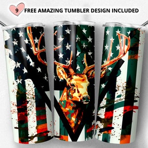 USA Deer Camouflage Tumbler Design | Camouflage tumbler Sublimation Designs Downloads -20 oz hunting Sublimation tumbler Designs Download