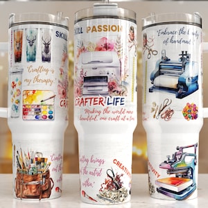 Crafter life  40oz Quencher Tumbler Wrap/  PNG Tumbler Design Sublimation Designs Downloads - PNG/ seamless design, Crafter life tumbler