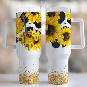 Sunflower Western Vibrant Floral 40oz Quencher Tumbler Wrap/ PNG ...