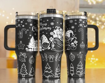 Christmas 40oz Quencher Laser Tumbler Wrap/  PNG Tumbler Design Sublimation Designs Downloads, 40oz Laser Engraving Wrap, Lser SVG