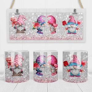 Gnome valentine Mug Sublimation Template - Sublimation Designs -11Oz Mug -15Oz Mug PNG Mug Templates - Cricut Mug Press Designs Wrap