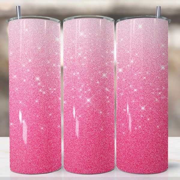 Sparkling Pink glitter Ombre Tumbler Wrap, Pink Sublimation Design, 20 oz Skinny Tumbler,Digital Download,Gradient Tumbler PNG Sublimate