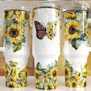 Schmetterling vibrierende Blumen 40 Unzen Quencher Tumbler Wrap / PNG Tumbler Design Sublimation Designs Downloads - PNG / nahtloses Design