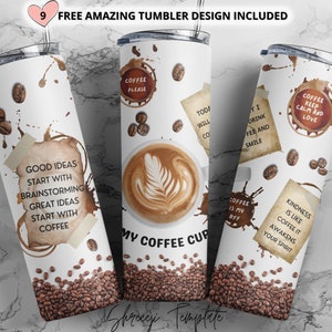 Coffee 20oz Skinny Tumbler Sublimation Designs, tumbler File Digital Download, sublimation design downloads,coffee lover, coffee sublimation