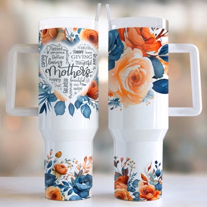 Mom lebendige Blumen 40 Unzen Quencher Tumbler Wrap / PNG Tumbler Design Sublimation Designs Downloads - PNG / nahtloses Design