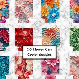 50 PNG Flower Can Cooler Sublimation Design, Can cooler Designs, Can cooler Sublimation Design, Instant Download, Commercial Use Png