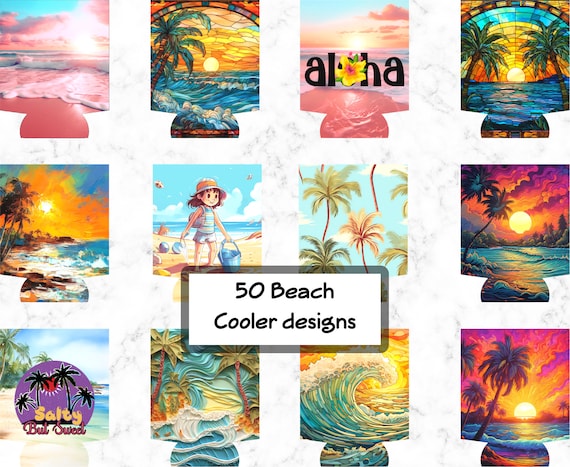 50 PNG Beach Can Cooler Sublimation Design, Can cooler Designs, Can cooler Sublimation Design, Instant Download, Commercial Use Png
