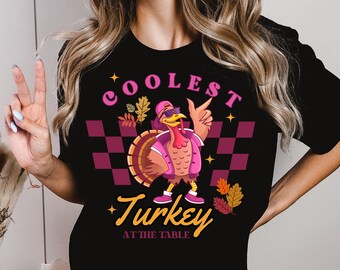 El pavo más fresco en la camisa de mesa PNG, Acción de Gracias para niños pequeños Png, Niños de Acción de Gracias para niños Png, Pavo divertido Png, Acción de Gracias Png Descargar