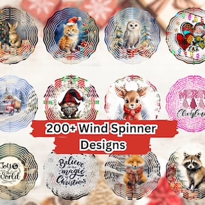 200+ Christmas Wind Spinner Sublimation Design Bundle, Wind Spinner Christmas Day WindSpinner 10 Inch Template Round Hanging Spinners
