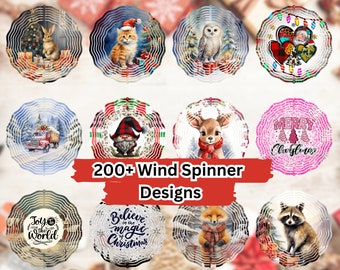 200+ Christmas Wind Spinner Sublimation Design Bundle, Wind Spinner Christmas Day WindSpinner 10 Inch Template Round Hanging Spinners