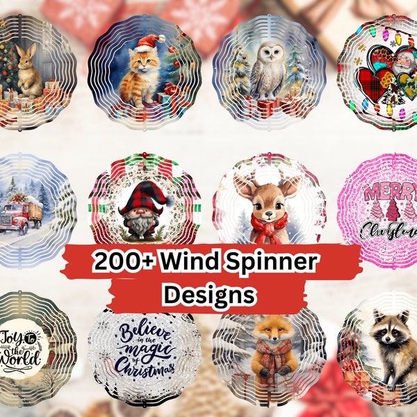 200+ Weihnachten Wind Spinner Sublimation Design Bundle, Wind Spinner Weihnachtstag WindSpinner 10 Zoll Vorlage Runde hängende Spinner