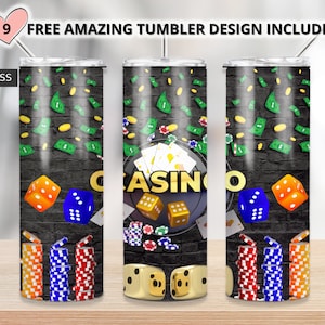 Vaso de casino, Casino Wrap, Casino PNG 20oz Skinny Tumbler Sublimation Designs descargar, Descarga digital de archivos PNG, vaso de lotería