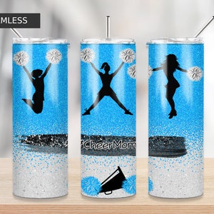 Blue glitter Cheer Mom sublimation tumbler downloads 20oz Skinny Tumbler Sublimation Designs Tumbler Straight/Tapered PNG File Digital file