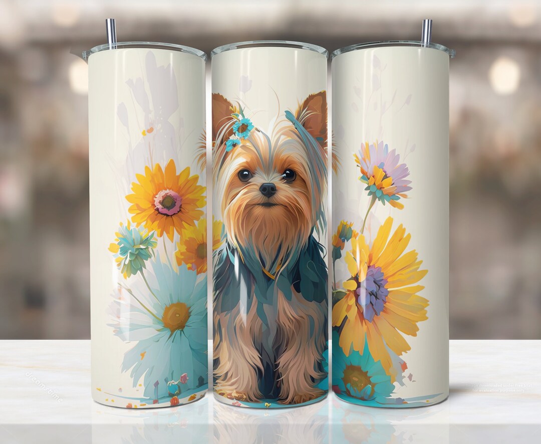 Yorkie Dog 20 Oz Skinny Tumbler Sublimation Design Digital Etsy